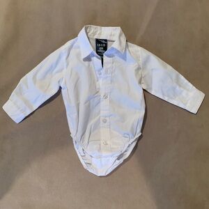 Izod Baby White Button-Up Onesie with Collar